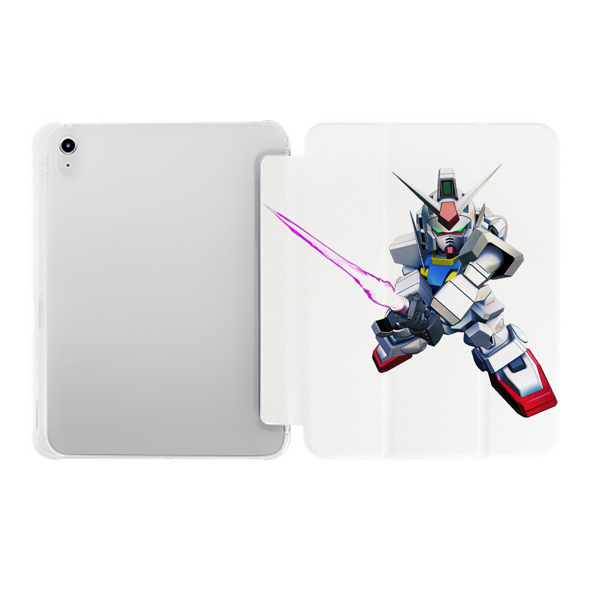 （画像用） 機動戦士ガンダム Mobile Suit Gundam IPad ケース ペン収納付き 三つ折りスタンド PUレザー×シリコン 対応機種9.5/10.5/10.9インチ
